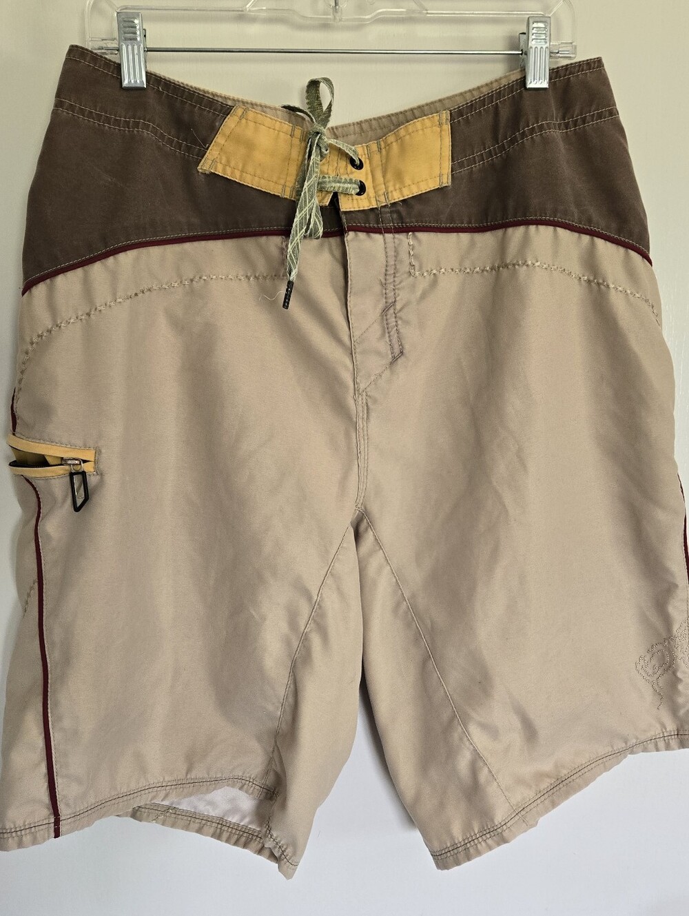 PrAna Shorts Khaki With Yellow Accents Men's L